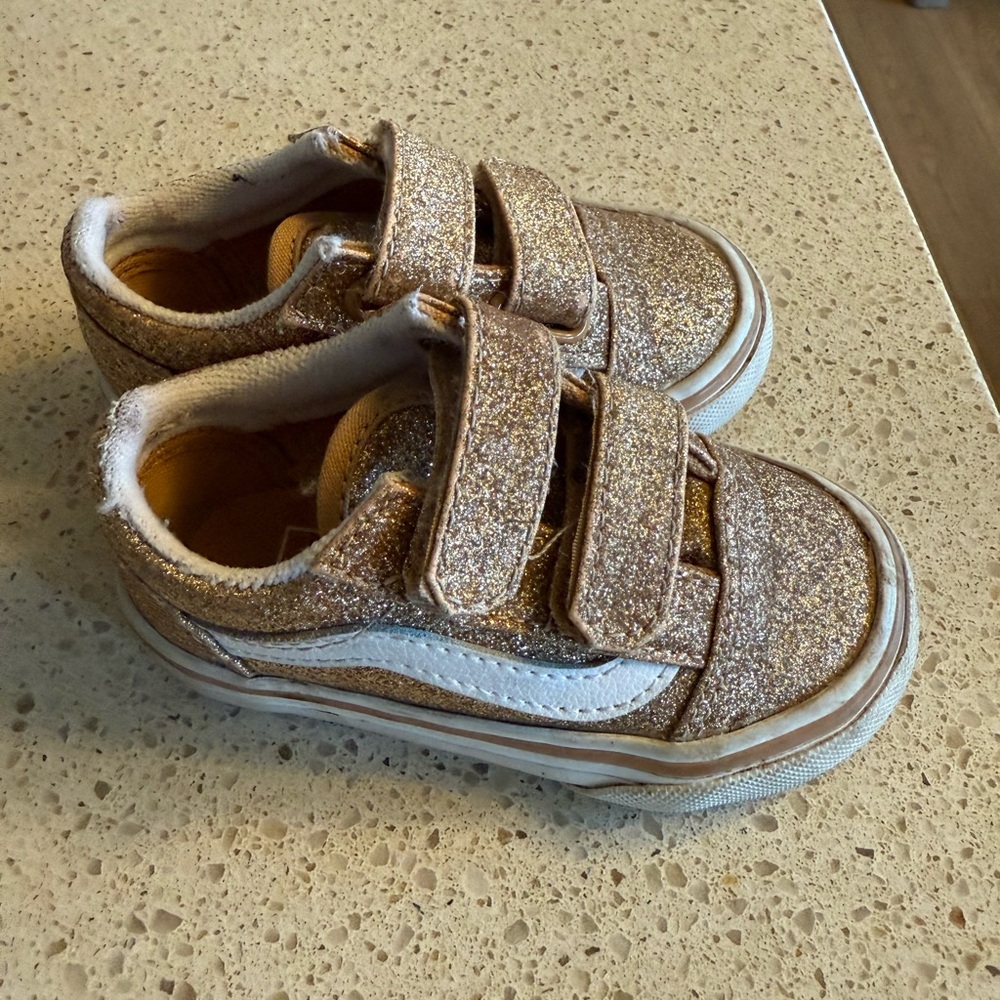 Kids Glittery Gold Sneakers